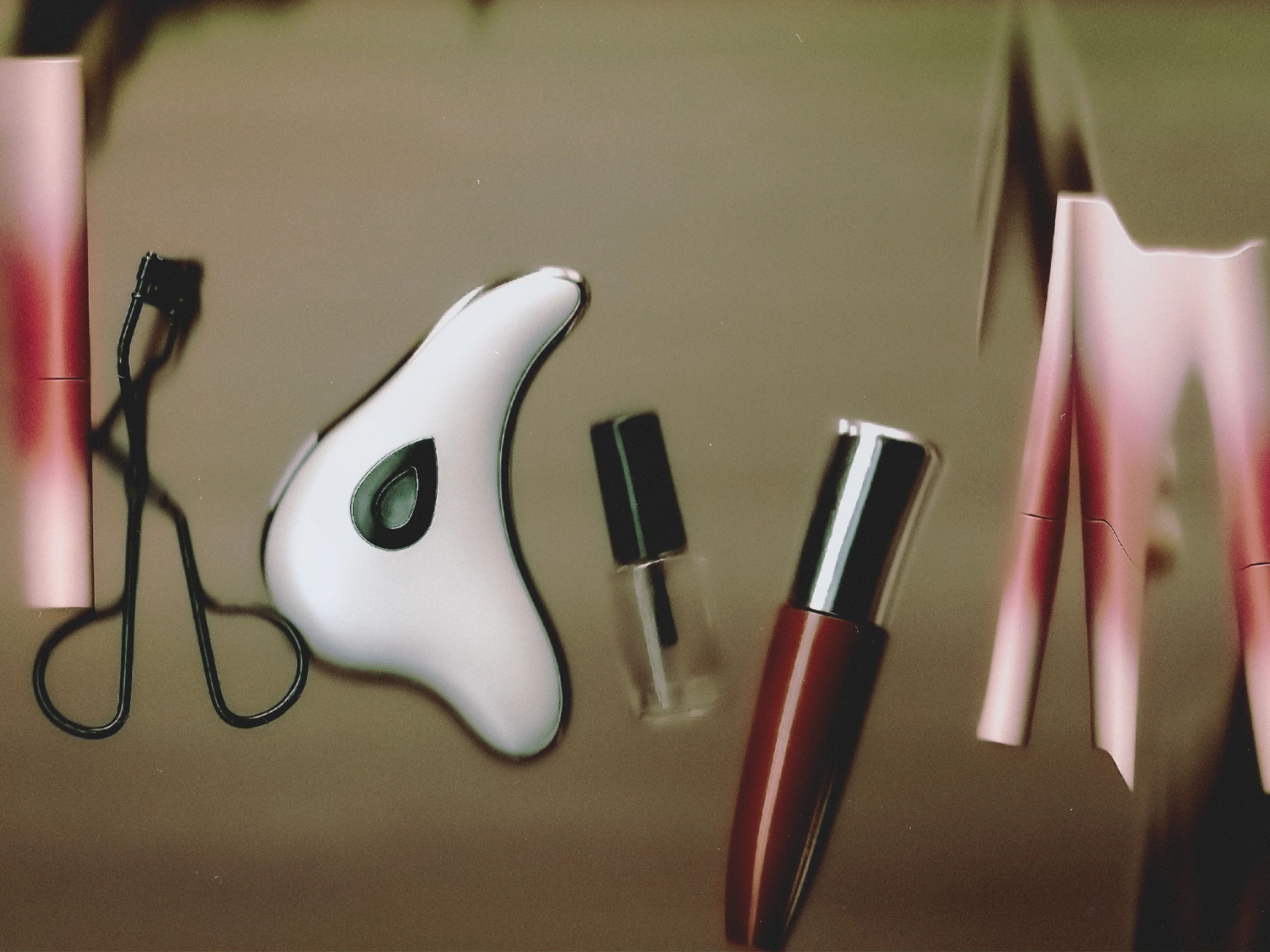Editorial beauty products flat lay